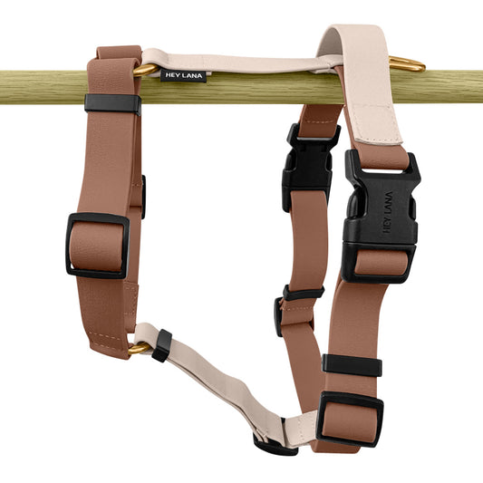 Führgeschirr - Outdoor FLEX - 5-fach verstellbar mit Haltegriff - Mocca Mousse/Beige