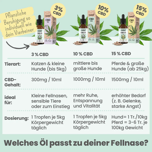 Premium Hanfsamenöl Tropfen für Hunde und Pferde