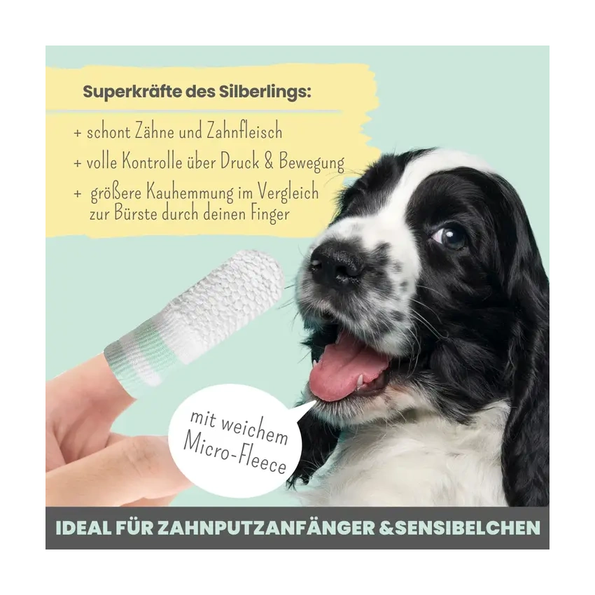 Silberling: Antibakterieller Zahnpflege-Fingerling für Hunde mit Silberionen