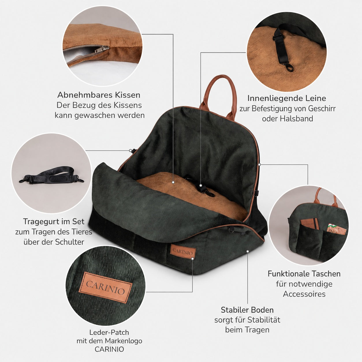 CARINIO AMIS – elegante Reisetasche für kleine Hunde