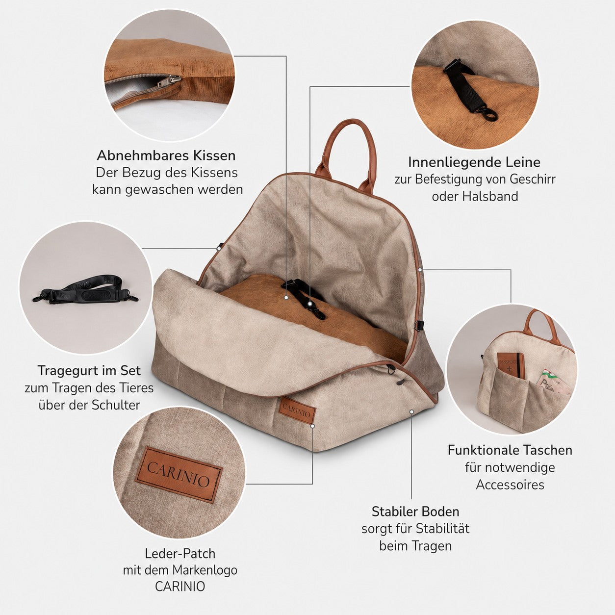 CARINIO AMIS – elegante Reisetasche für kleine Hunde