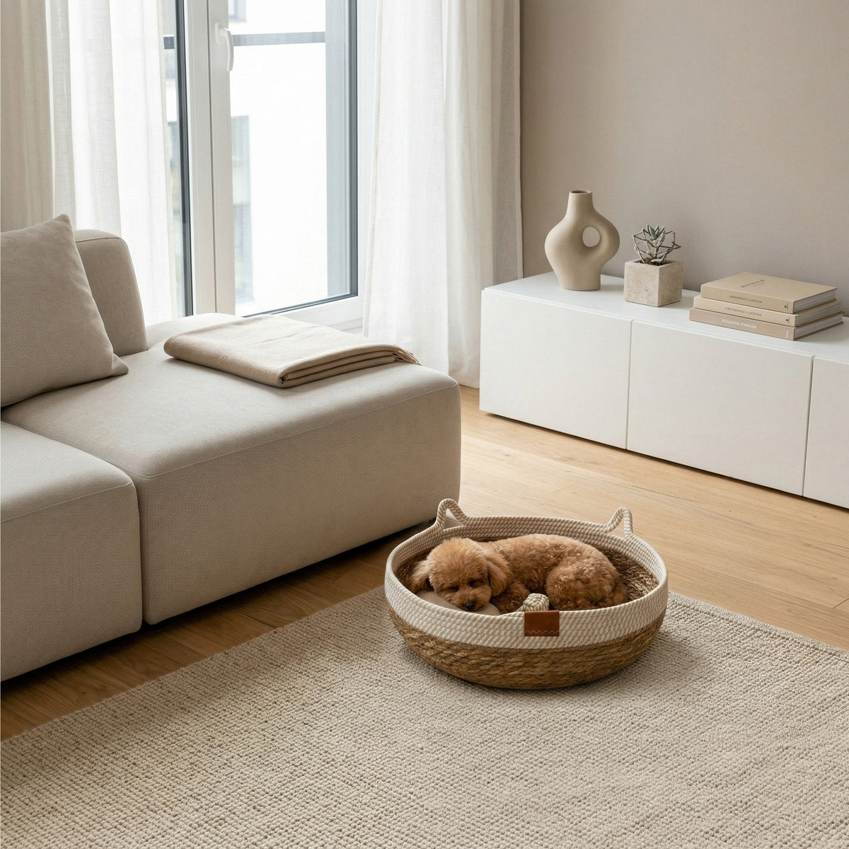 CARINIO TAIL – handgewebtes Katzenbett aus Wassergras & Baumwolle