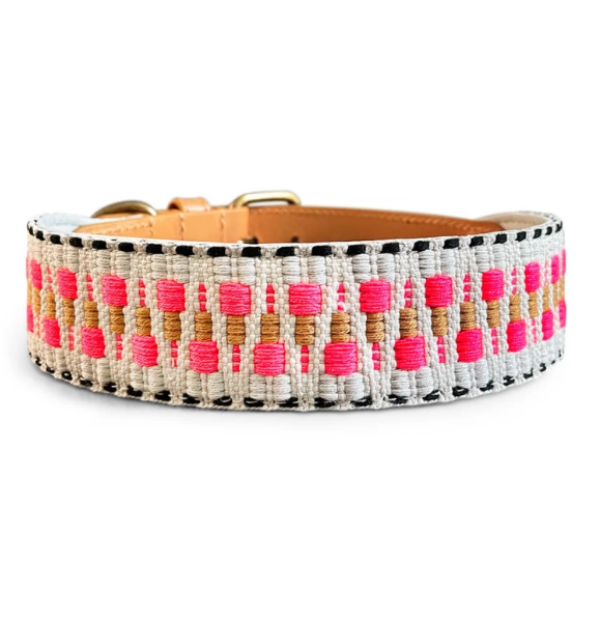 Hey Lana Premium Hundehalsband, gepolstert - Pink/Beige