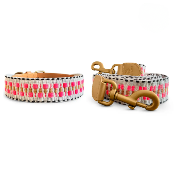 Kollektion Très chic - Set Hundehalsband und Leine - Pink/Beige