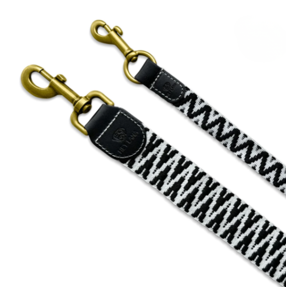 Kollektion Très chic – Set Hundehalsband und Leine – Schwarz/Weiß