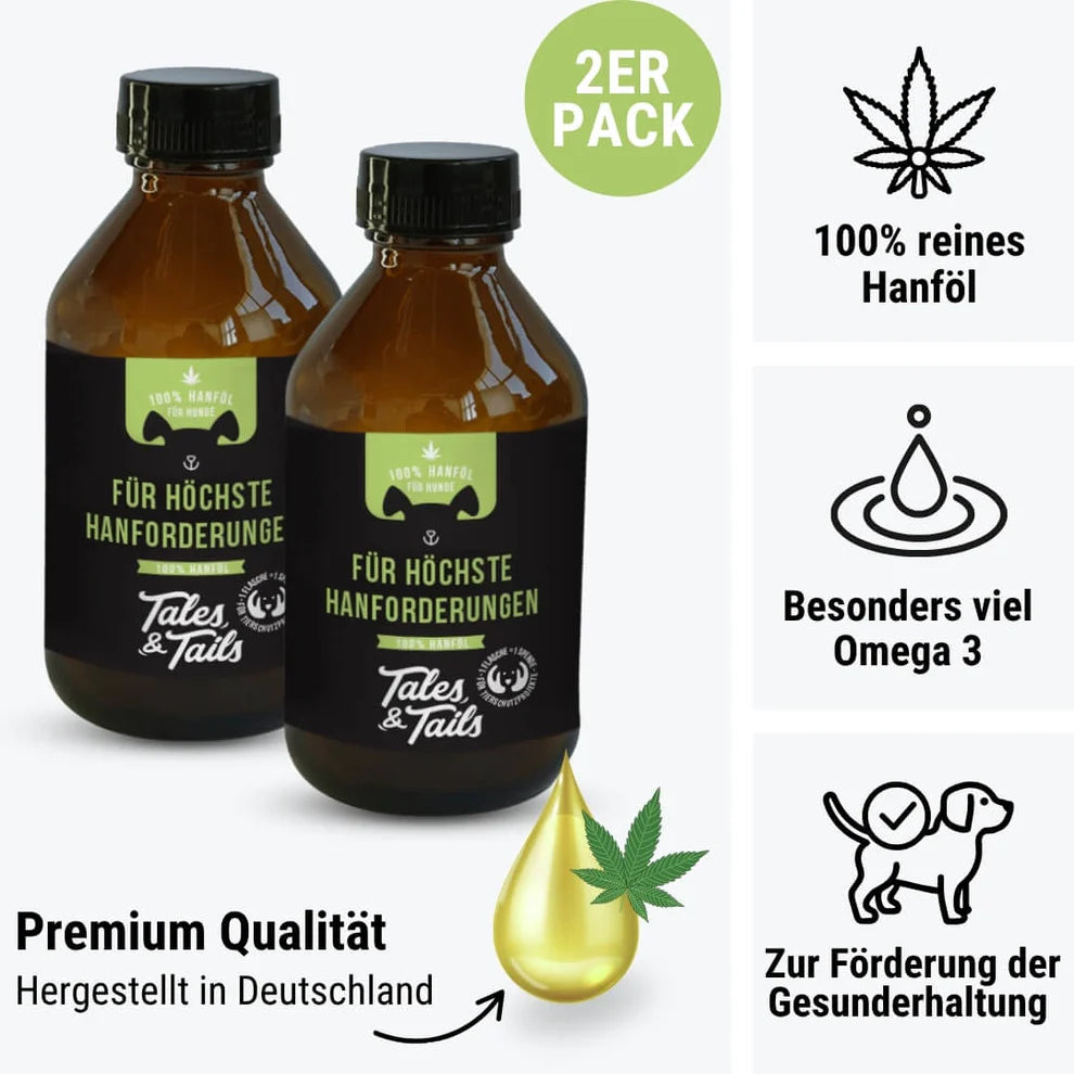 Tales & Tails Hanföl für Hunde – Omega-3 für Haut & Fell