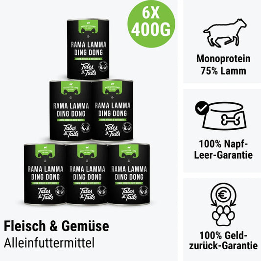 Rama Lamma Ding Dong - Nassfutter für Hunde mit 75% Lamm
