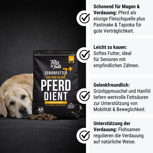 Tales & Tails „Das hab ich mir PferdDient – Senior“ – Softes Trockenfutter mit Pferd