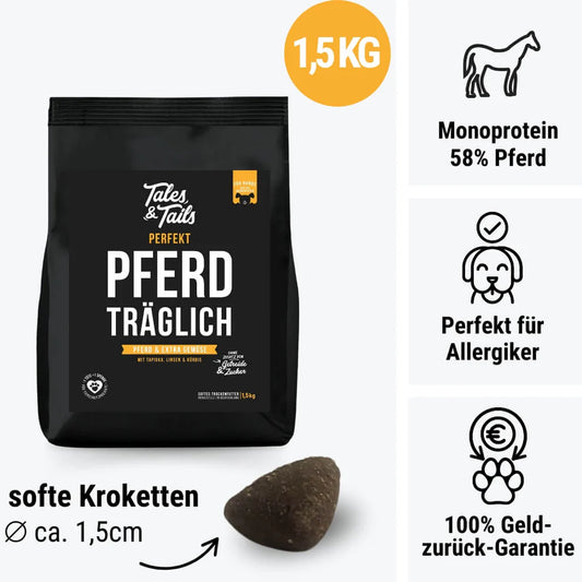 "Perfekt Pferdträglich"- Softes Trockenfutter mit 58% Pferd (1.5 KG)