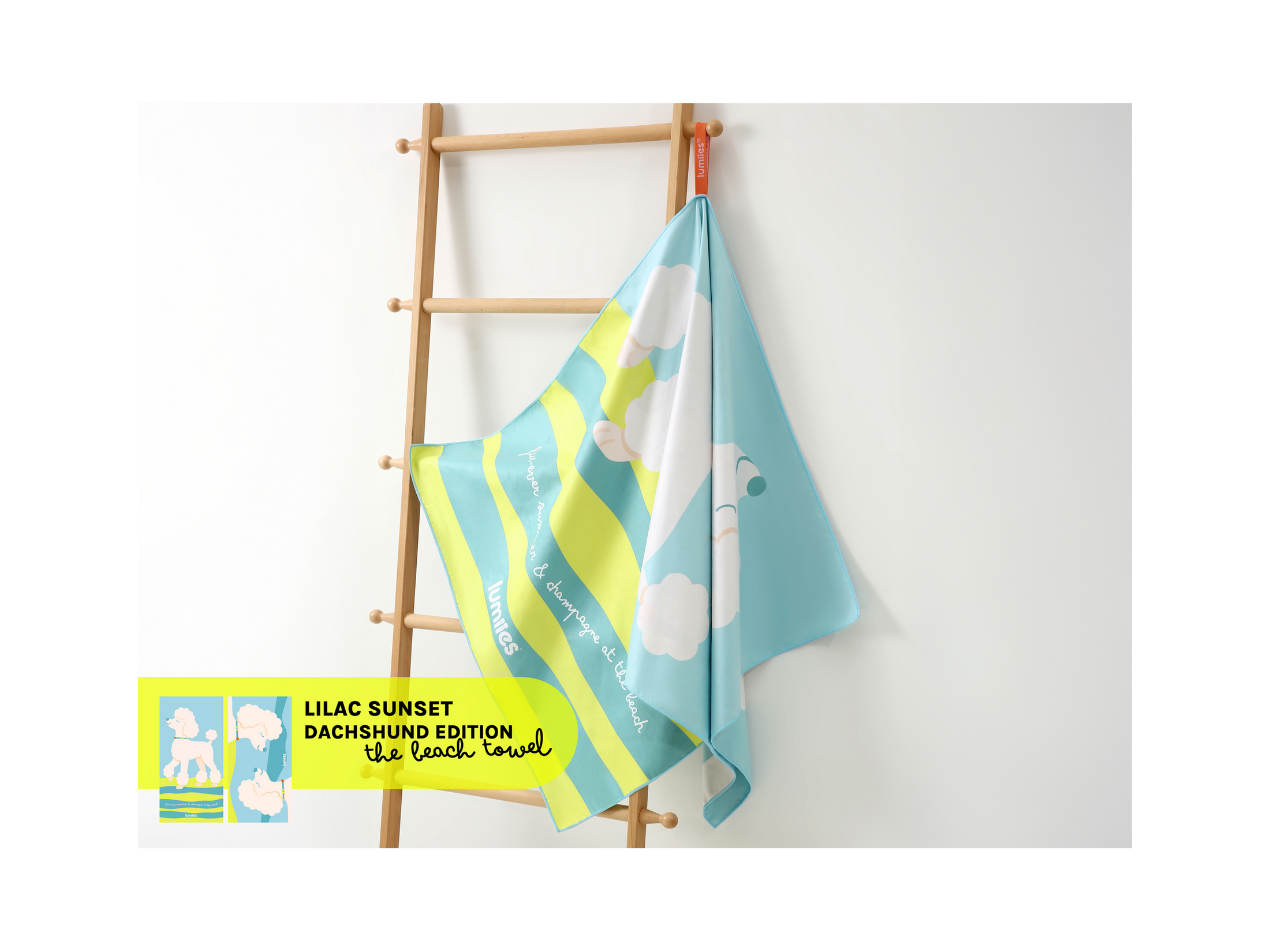 The Beach Towel (160×80 cm) – lightweight, quick-drying microfiber towel (Poodle Edition)