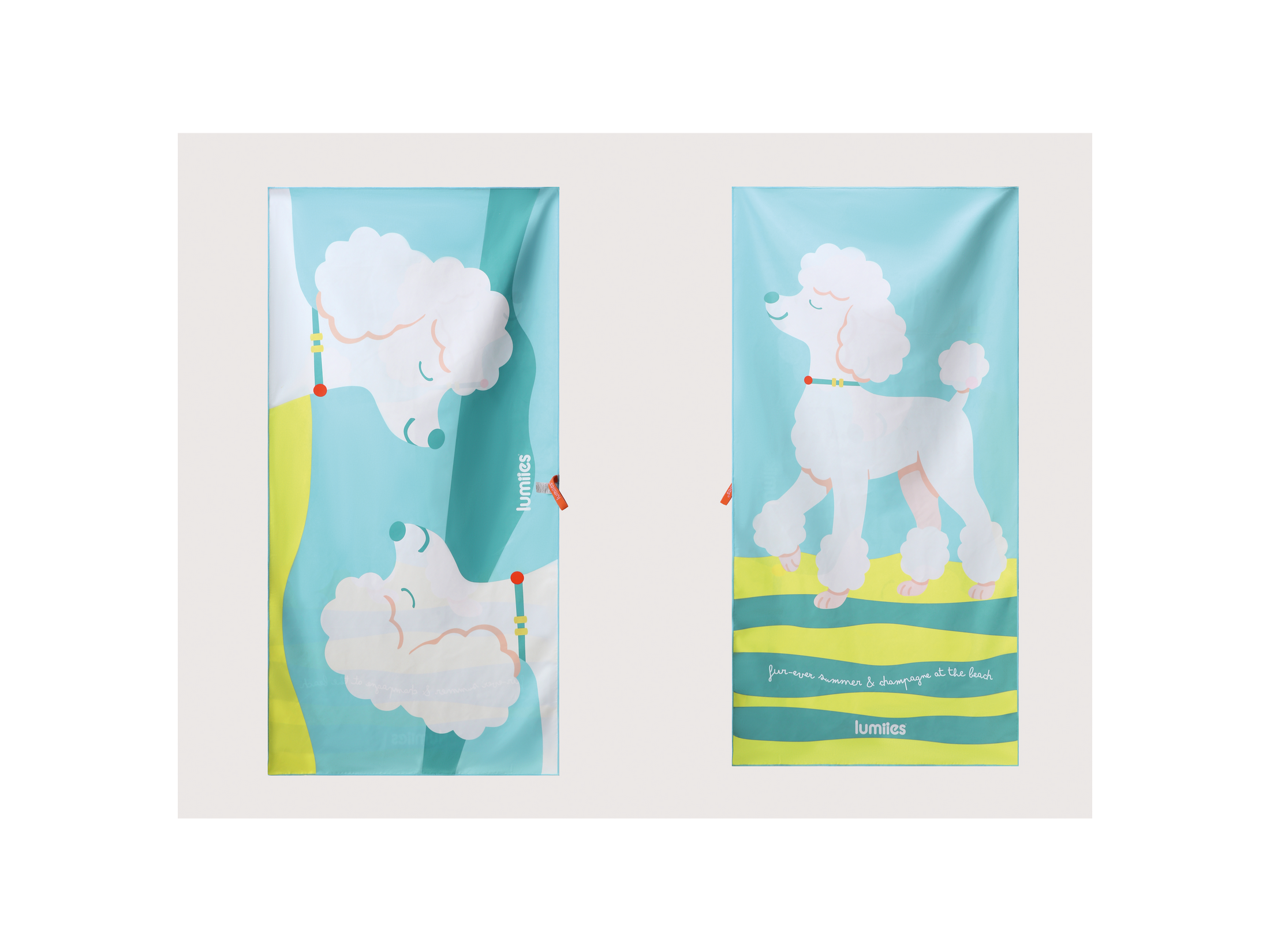 The Beach Towel (160×80 cm) – lightweight, quick-drying microfiber towel (Poodle Edition)