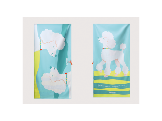 The Beach Towel (160×80 cm) – lightweight, quick-drying microfiber towel (Poodle Edition)