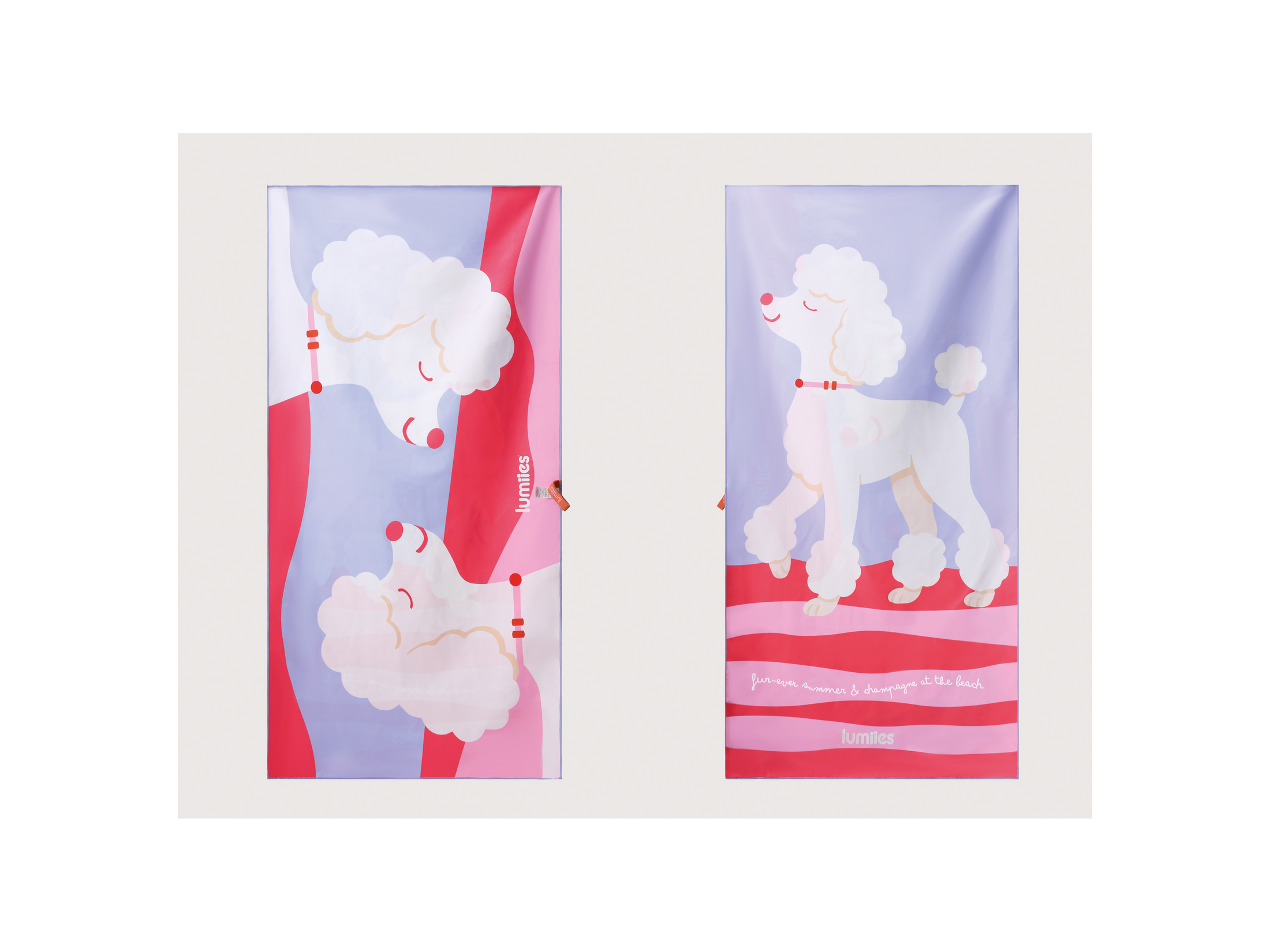 The Beach Towel (160×80 cm) – lightweight, quick-drying microfiber towel (Poodle Edition)