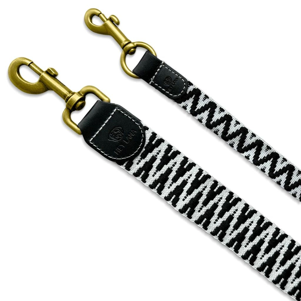 Premium Führleine - 3-fach verstellbar - 2m - Schwarz/Weiss