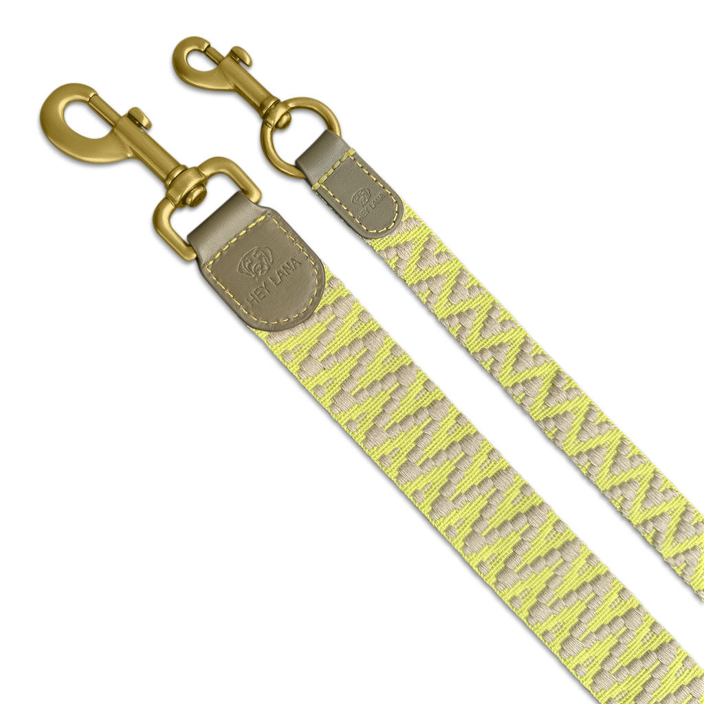 Kollektion Très chic – Set Hundehalsband, Leine und Geschirr – Olivgruen/Neongelb