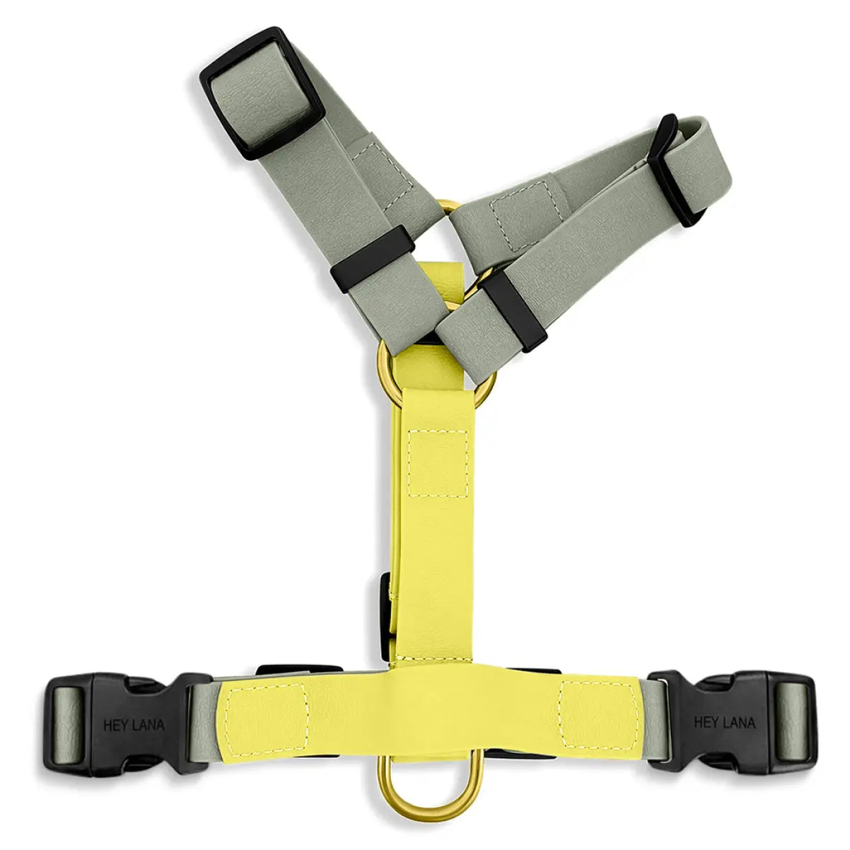 Hey Lana FLEX Outdoor Geschirr – 5-fach verstellbares H-Geschirr mit Haltegriff, Lemon/Seagrass