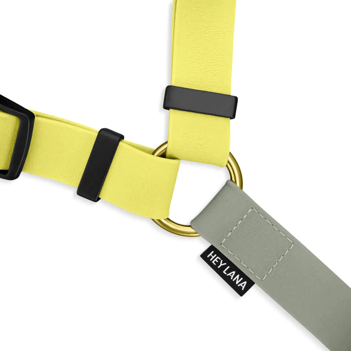 Hey Lana FLEX Outdoor Geschirr – 5-fach verstellbares H-Geschirr mit Haltegriff, Lemon/Seagrass
