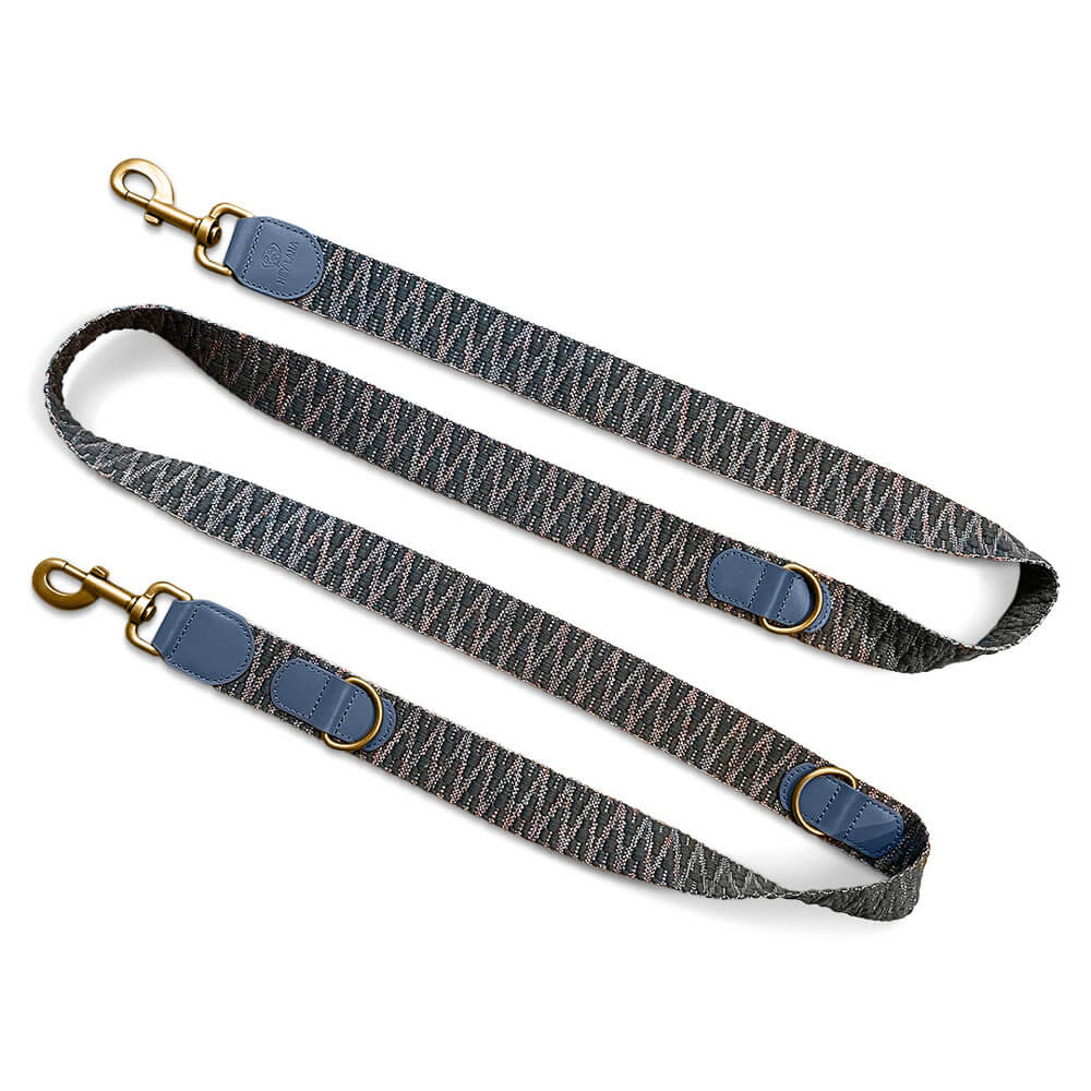 Premium Führleine - 3-fach verstellbar - 2m - Blau/Grau