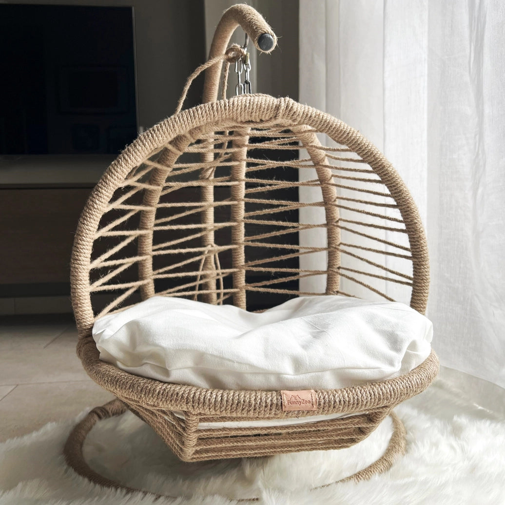 Schaukelbett aus natürlicher Jute für Katzen und kleine Hunde