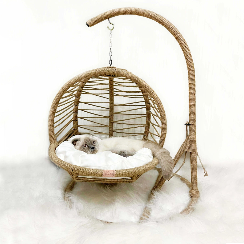 Schaukelbett aus natürlicher Jute für Katzen und kleine Hunde